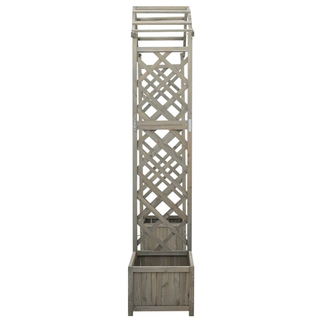 Vidaxl pergola met plantenbak massief vurenhout grijs