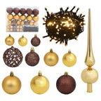 Vidaxl 60-delige kerstballenset met piek en 150 led's goud en brons