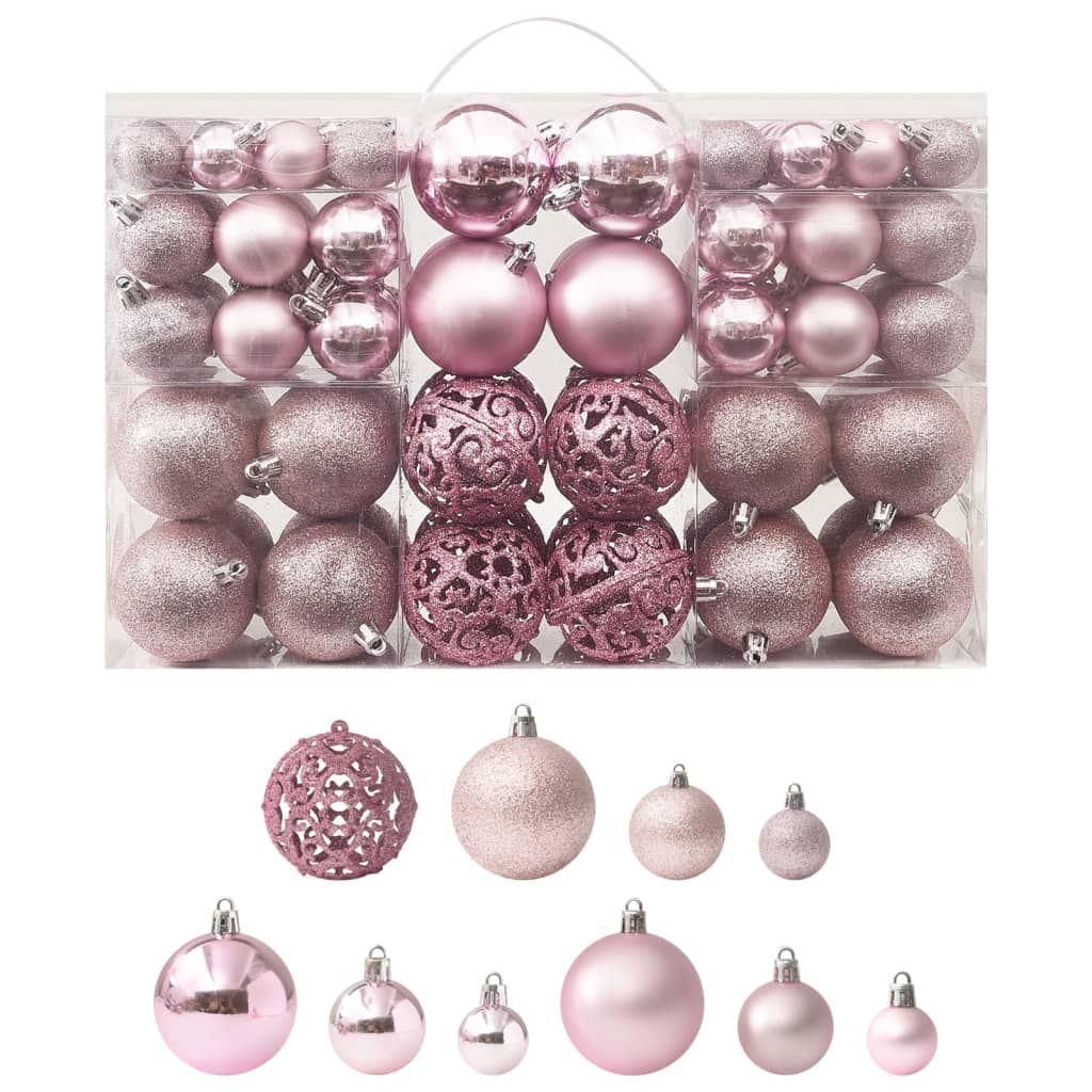 Vidaxl 100-delige kerstballenset roze