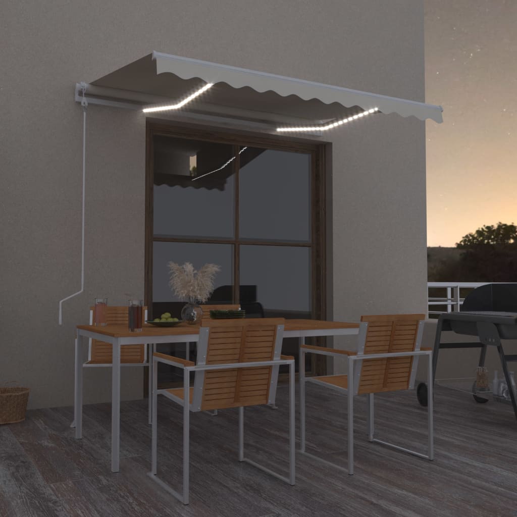 VidaXL Luifel automatisch met LED en windsensor 300x250 cm crèmekleur