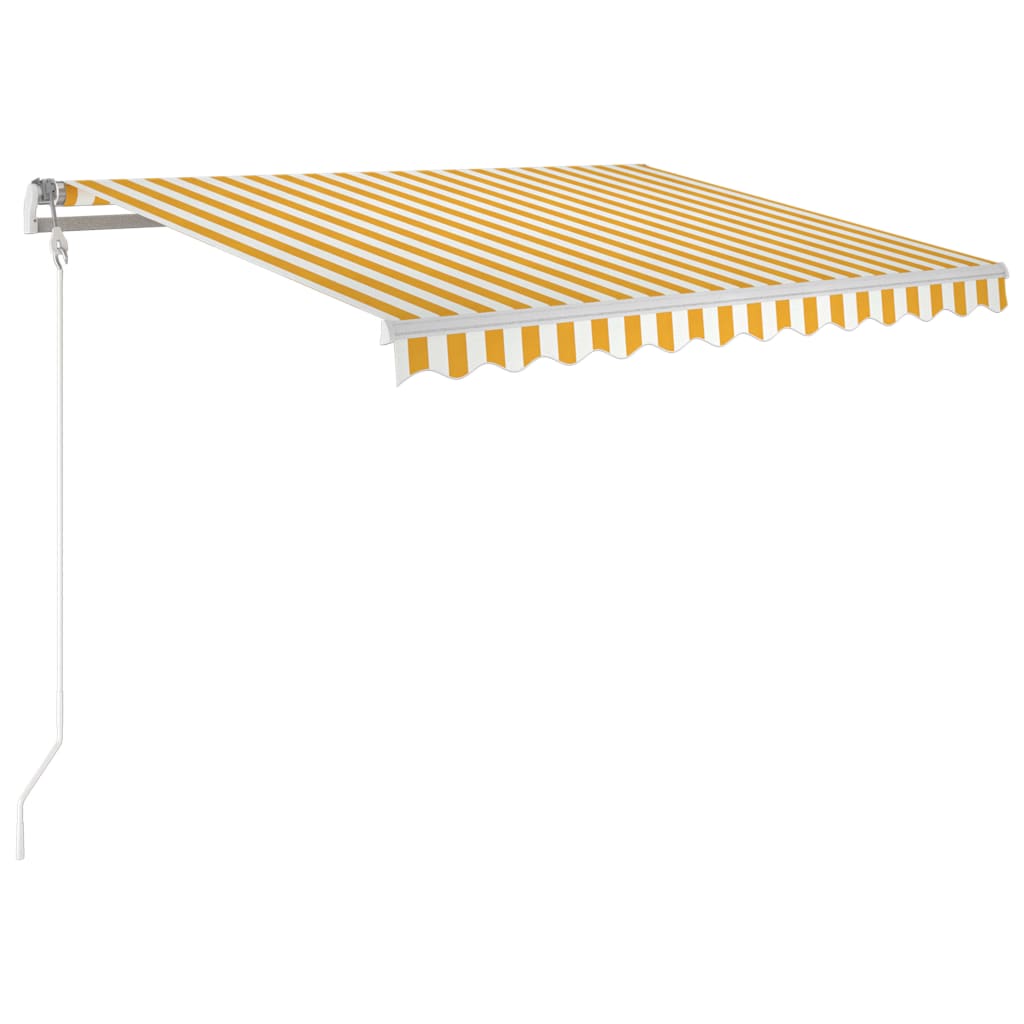 VidaXL Luifel automatisch met LED en windsensor 300x250 cm geel en wit