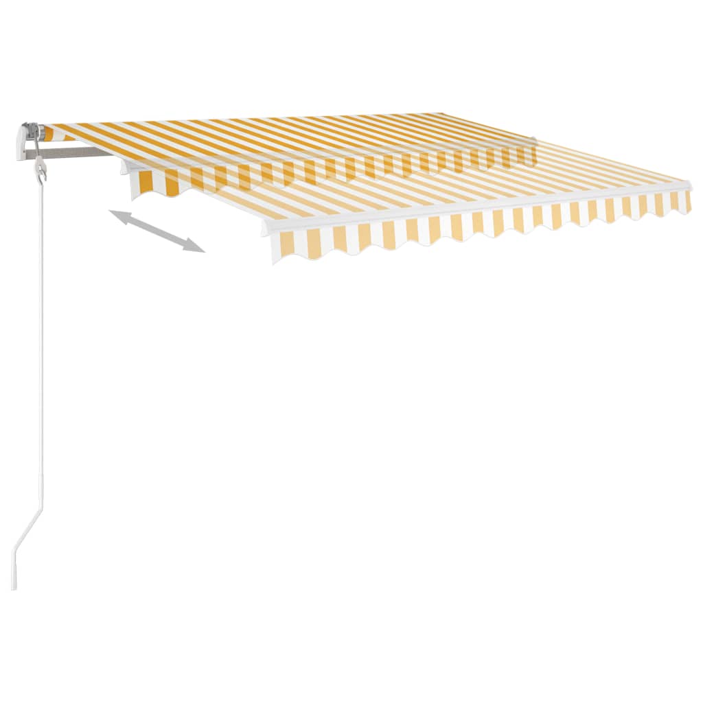 VidaXL Luifel automatisch met LED en windsensor 300x250 cm geel en wit