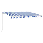 Vidaxl luifel handmatig uittrekbaar met led 400x300 cm blauw en wit