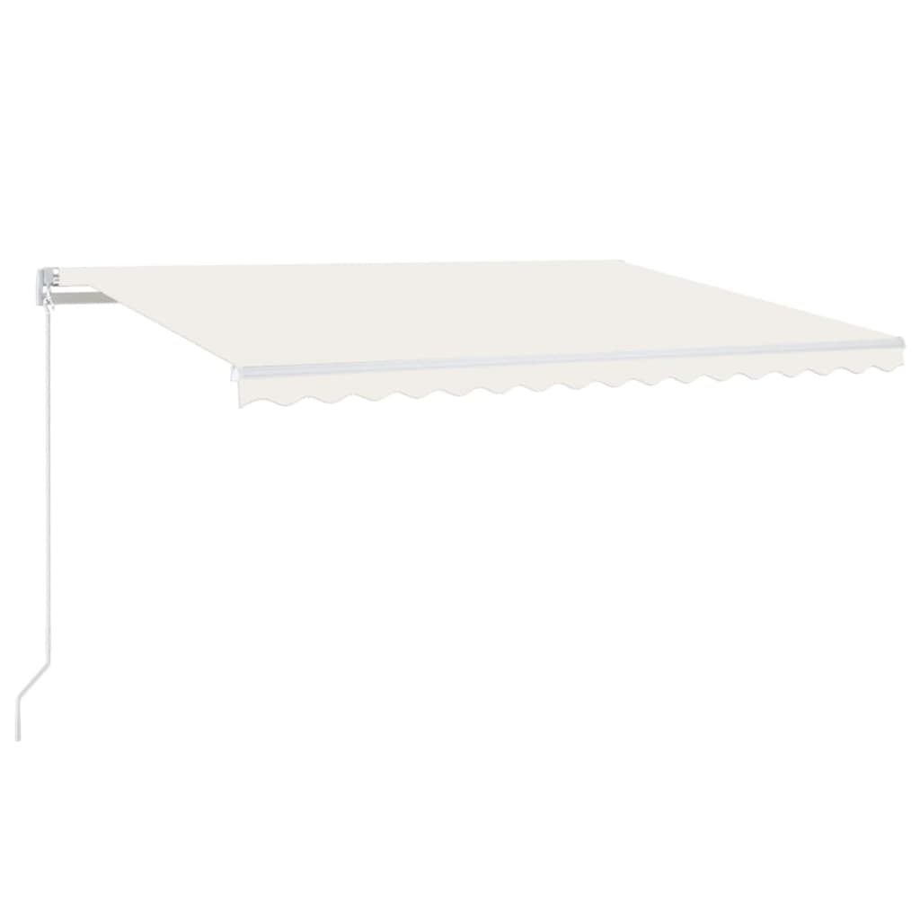 VidaXL Luifel handmatig uittrekbaar met LED 450x300 cm crèmekleurig