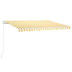 VidaXL Luifel handmatig uittrekbaar met LED 450x300 cm geel en wit