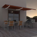 VidaXL Luifel automatisch met LED windsensor 600x300 cm oranje bruin