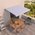 VidaXL Luifel automatisch uittrekbaar 400x350 cm blauw en wit