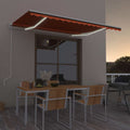 VidaXL Luifel automatisch met LED windsensor 400x350 cm oranje bruin