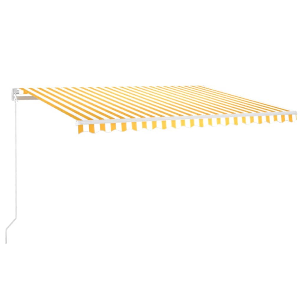 VidaXL Luifel handmatig uittrekbaar 450x350 cm geel en wit