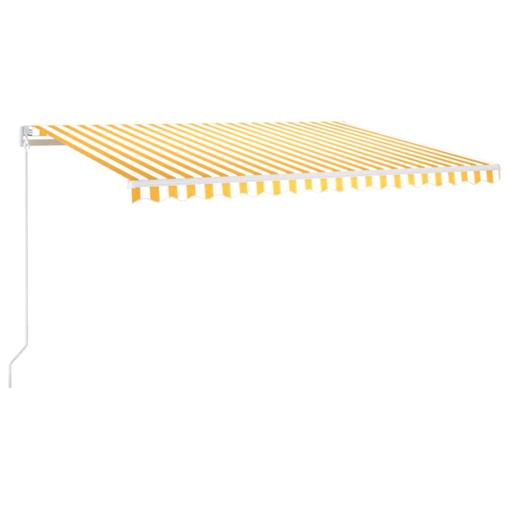 VidaXL Luifel handmatig uittrekbaar met LED 450x350 cm geel en wit