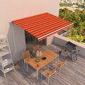 VidaXL Luifel automatisch uittrekbaar 450x350 cm oranje en bruin