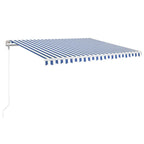 VidaXL Luifel automatisch met LED en windsensor 450x350 cm blauw wit