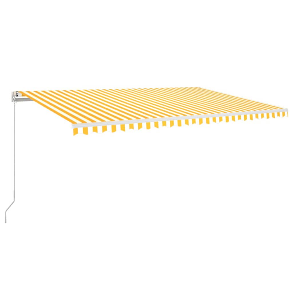 VidaXL Luifel handmatig uittrekbaar met LED 500x350 cm geel en wit