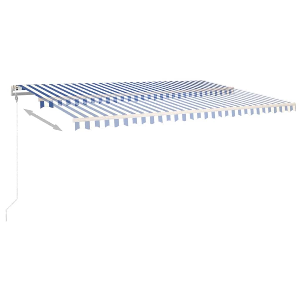 VidaXL Luifel automatisch met LED en windsensor 500x350 cm blauw wit