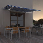 VidaXL Luifel automatisch met LED en windsensor 500x350 cm blauw wit