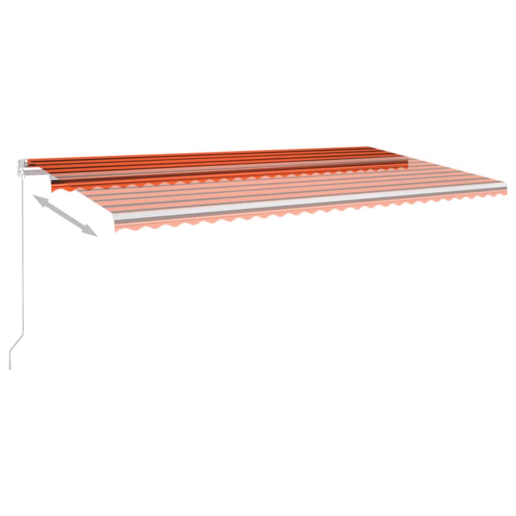VidaXL Luifel handmatig uittrekbaar met LED 600x350 cm oranje en bruin