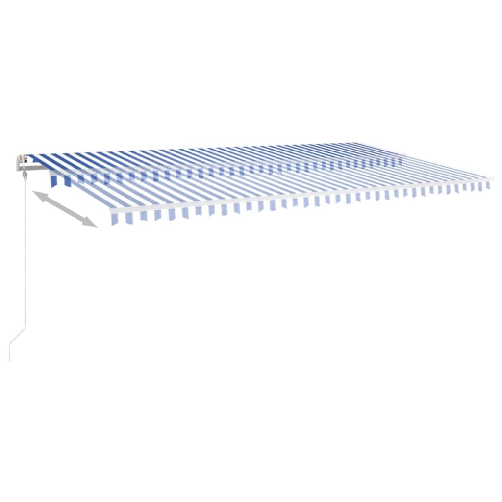 VidaXL Luifel automatisch met LED en windsensor 600x350 cm blauw wit
