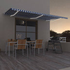 VidaXL Luifel automatisch met LED en windsensor 600x350 cm blauw wit