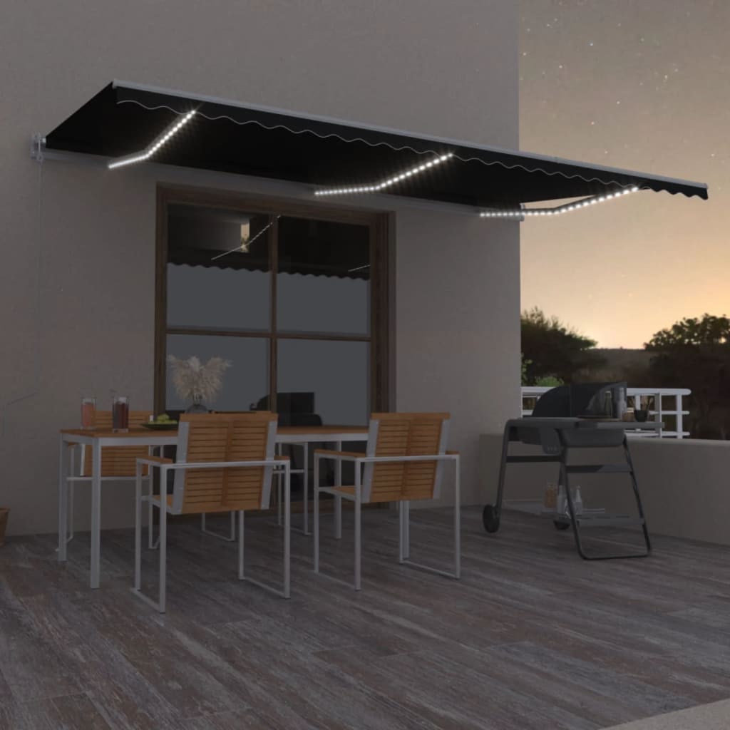 VidaXL Luifel automatisch met LED en windsensor 600x350 cm antraciet