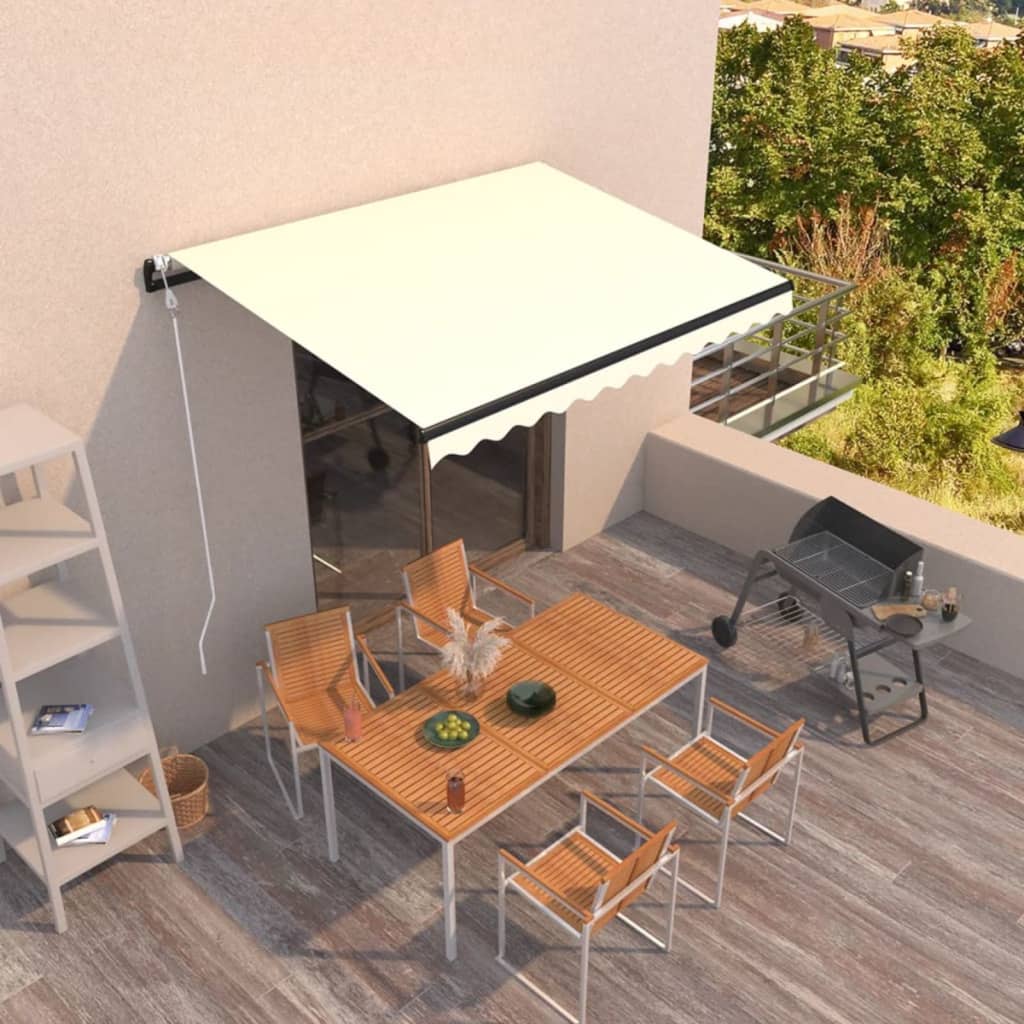 VidaXL Luifel automatisch uittrekbaar 350x250 cm crèmekleurig