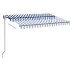 VidaXL Luifel automatisch met LED en windsensor 350x250 cm blauw wit