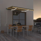 VidaXL Luifel automatisch met LED en windsensor 350x250 cm geel en wit