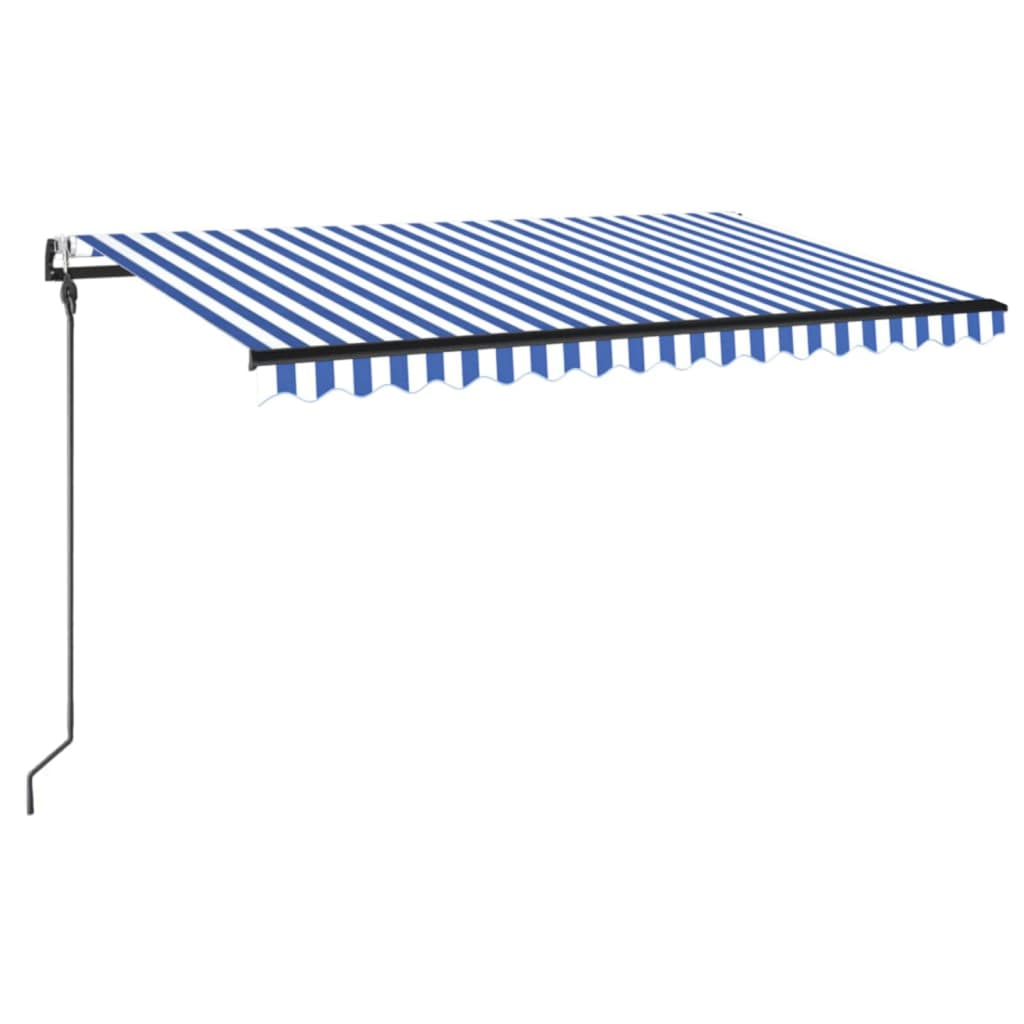 VidaXL Luifel automatisch met LED en windsensor 400x300cm blauw en wit