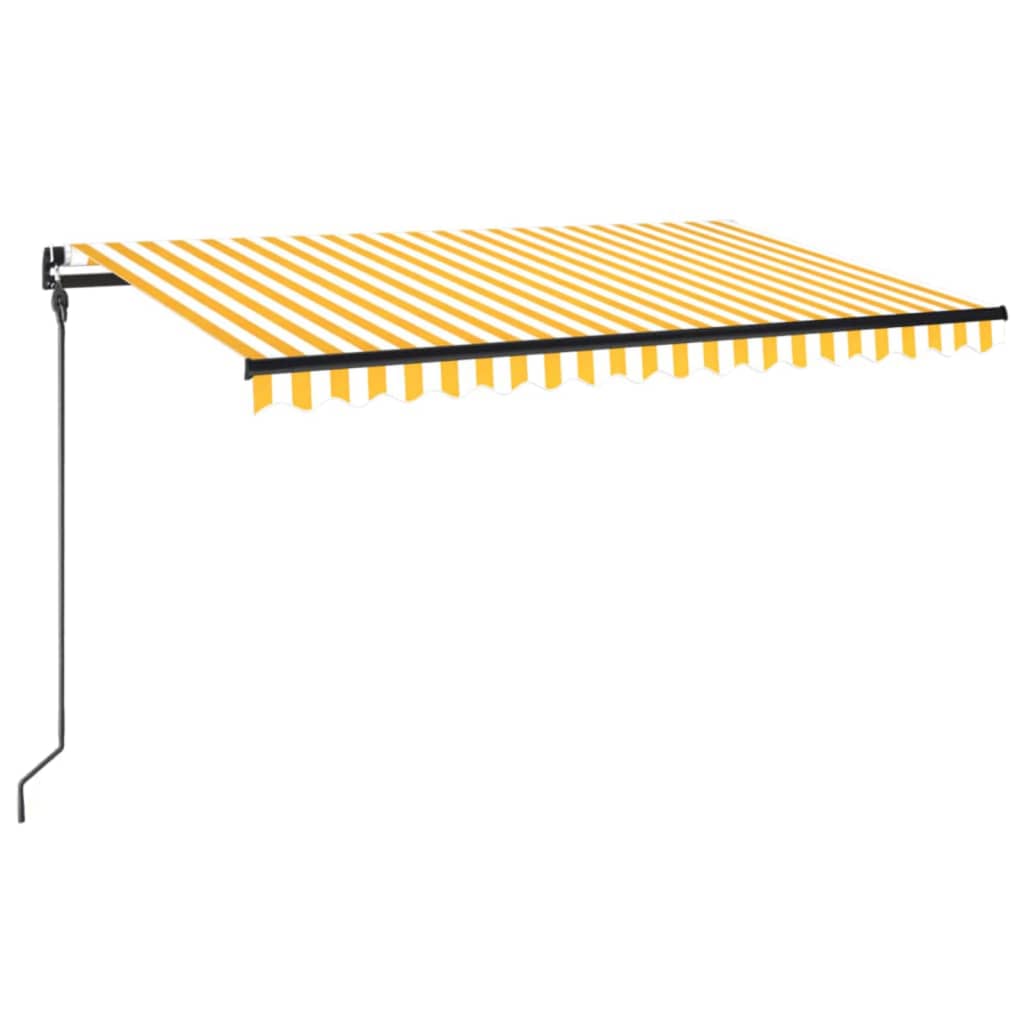 VidaXL Luifel handmatig uittrekbaar 450x300 cm geel en wit