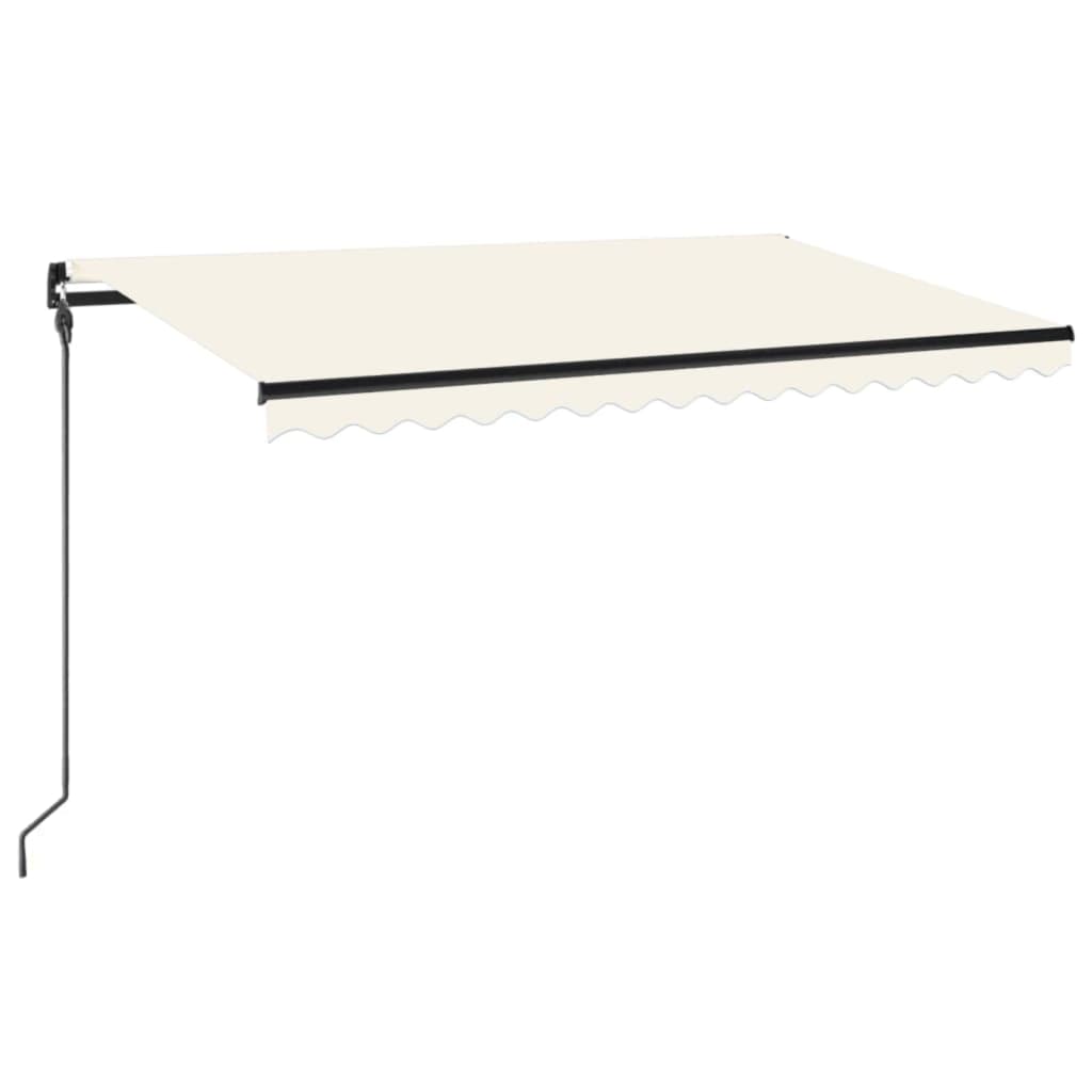 VidaXL Luifel handmatig uittrekbaar met LED 450x300 cm crèmekleurig