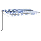 VidaXL Luifel automatisch met LED en windsensor 450x300 cm blauw wit
