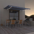 VidaXL Luifel handmatig uittrekbaar met LED 500x300 cm blauw en wit