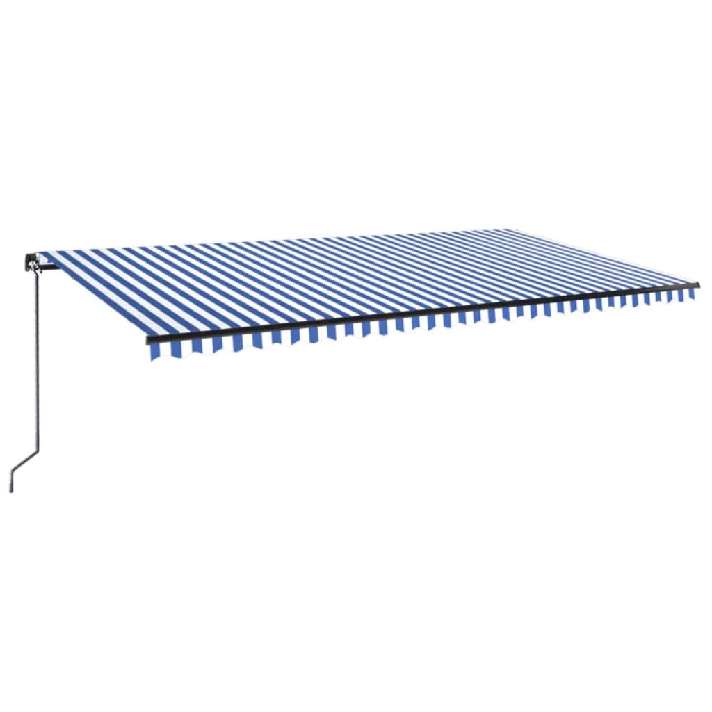 VidaXL Luifel handmatig uittrekbaar met LED 600x300 cm blauw en wit