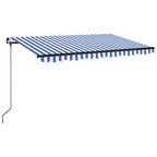 VidaXL Luifel handmatig uittrekbaar 400x350 cm blauw en wit