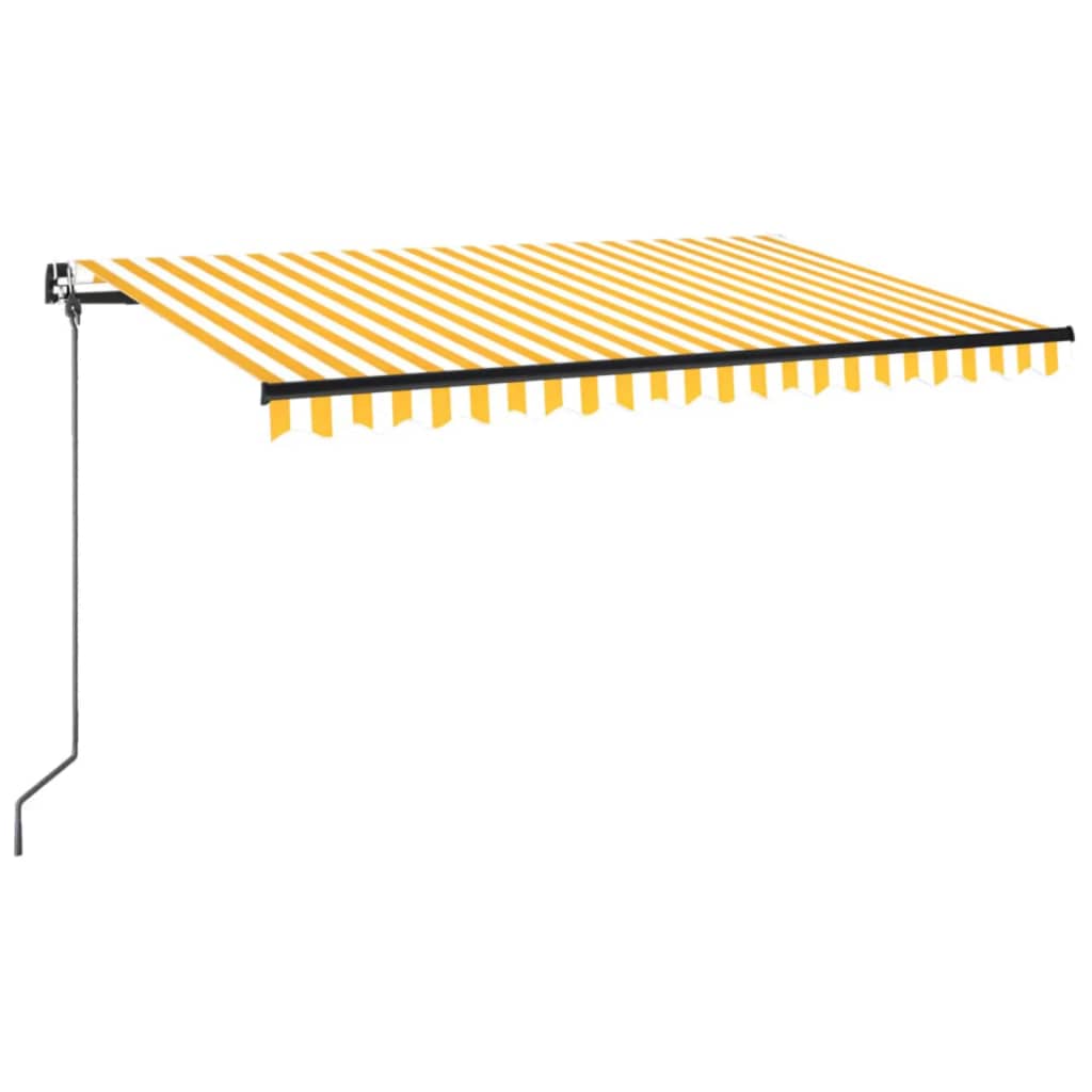 VidaXL Luifel handmatig uittrekbaar 400x350 cm geel en wit