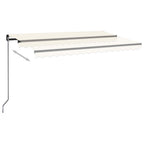 VidaXL Luifel handmatig uittrekbaar met LED 400x350 cm crèmekleurig