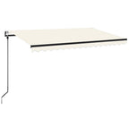 VidaXL Luifel automatisch met LED en windsensor 400x350 cm crèmekleur