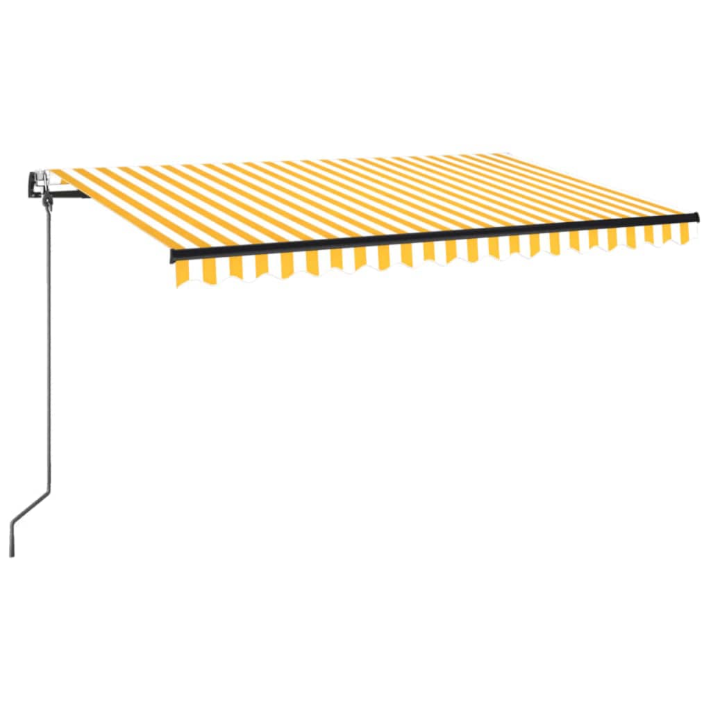 VidaXL Luifel automatisch met LED en windsensor 400x350 cm geel en wit