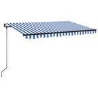 VidaXL Luifel handmatig uittrekbaar 450x350 cm blauw en wit