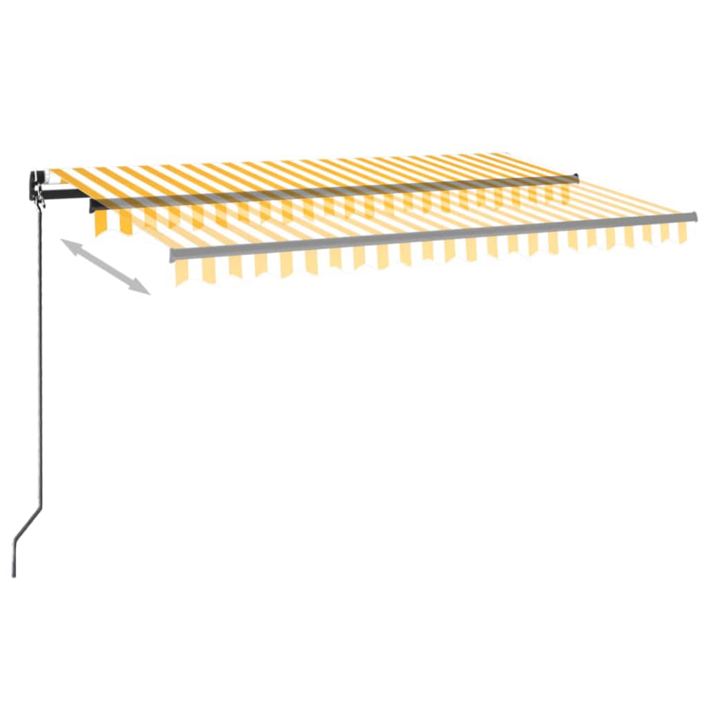 VidaXL Luifel handmatig uittrekbaar 450x350 cm geel en wit