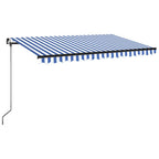 VidaXL Luifel handmatig uittrekbaar met LED 450x350 cm blauw en wit