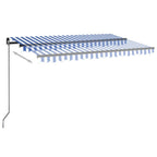 VidaXL Luifel handmatig uittrekbaar met LED 450x350 cm blauw en wit