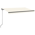 VidaXL Luifel handmatig uittrekbaar met LED 450x350 cm crèmekleurig