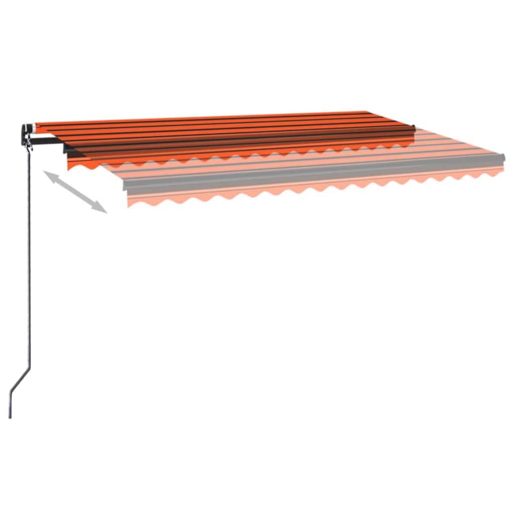 VidaXL Luifel handmatig uittrekbaar met LED 450x350 cm oranje en bruin