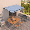 VidaXL Luifel automatisch uittrekbaar 450x350 cm blauw en wit