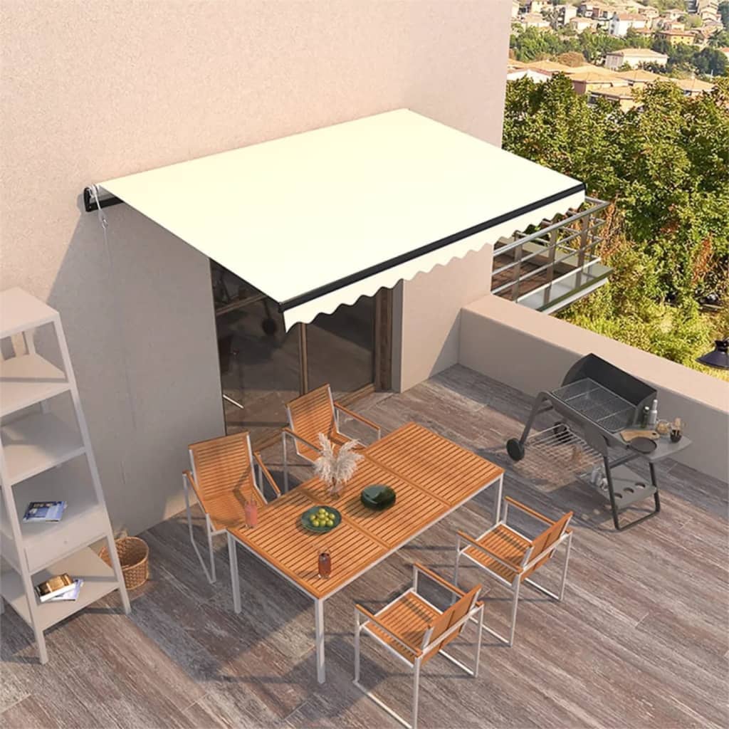 VidaXL Luifel automatisch uittrekbaar 450x350 cm crèmekleurig