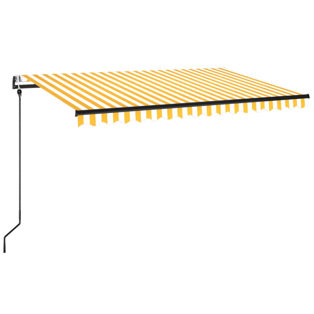 VidaXL Luifel automatisch uittrekbaar 450x350 cm geel en wit