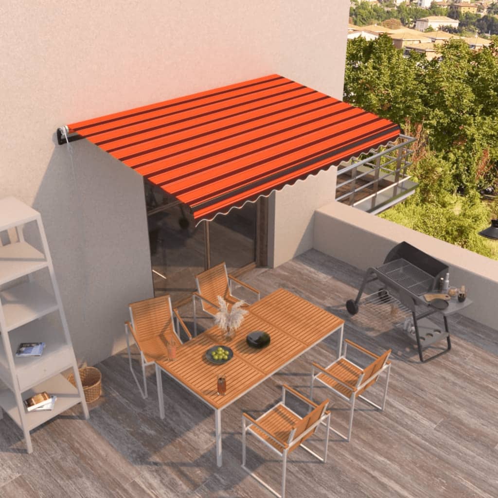 VidaXL Luifel automatisch uittrekbaar 450x350 cm oranje en bruin