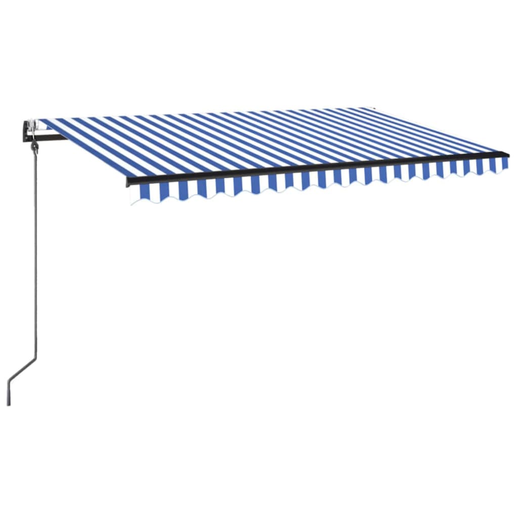 VidaXL Luifel automatisch met LED en windsensor 450x350 cm blauw wit