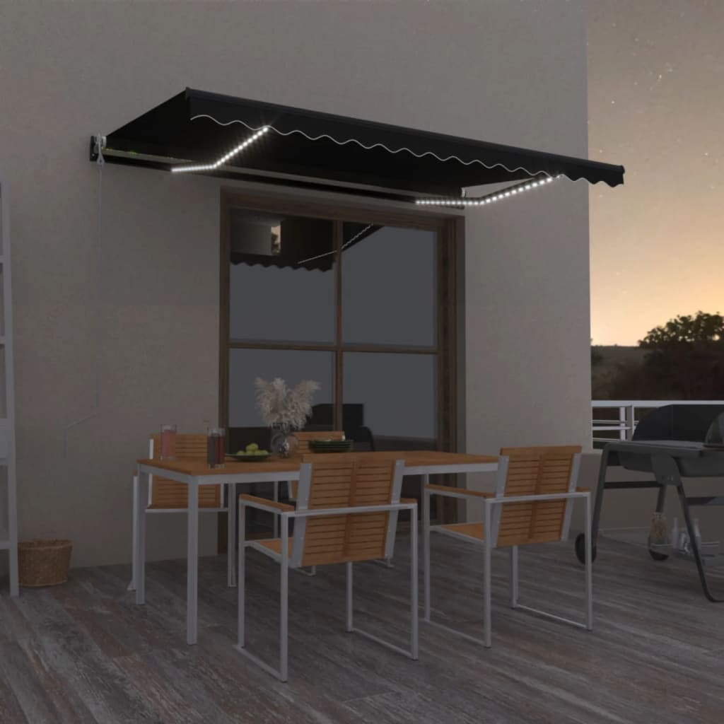 VidaXL Luifel automatisch met LED en windsensor 450x350 cm antraciet