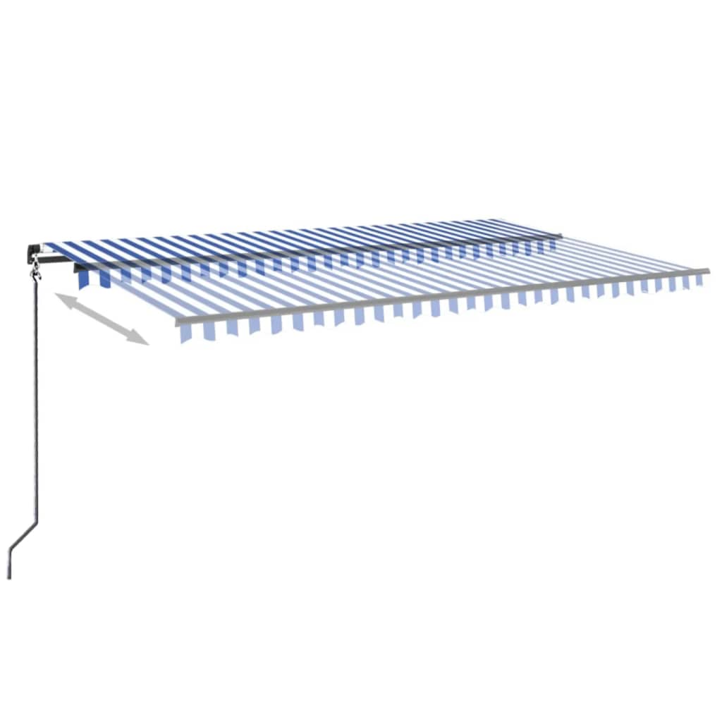 VidaXL Luifel handmatig uittrekbaar 500x350 cm blauw en wit